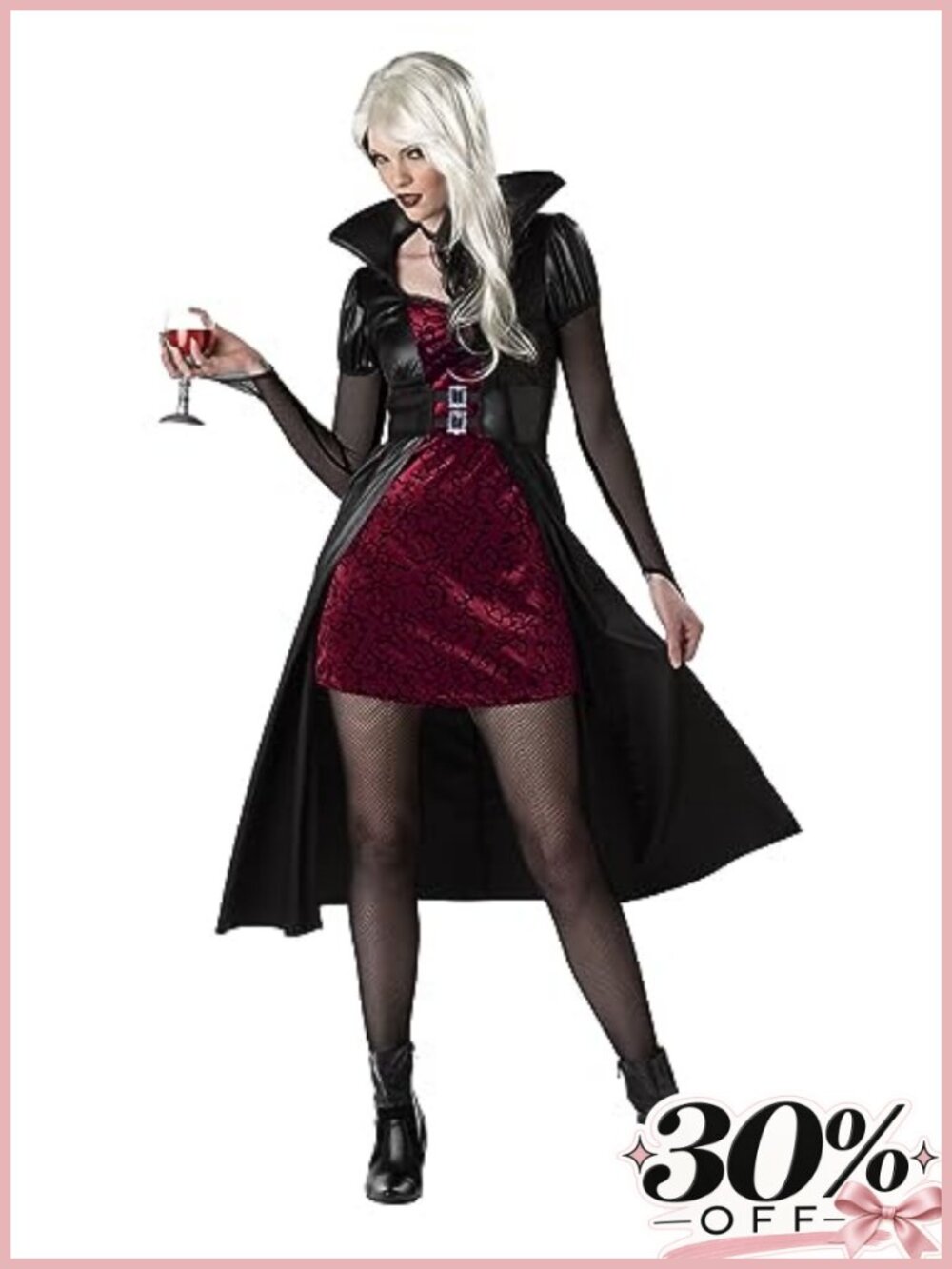 Blood Thirsty Beauty Costume Dress Attached Collar Belt Halloween